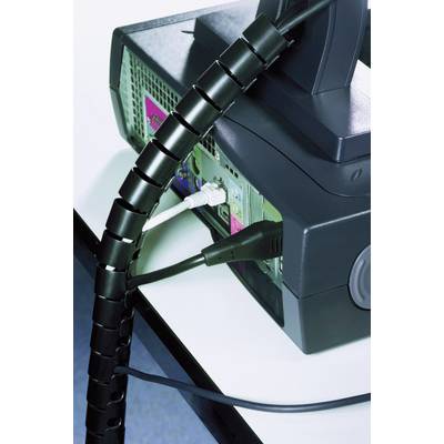 A computer monitor with cable connections on the back, including power and network cables, on a desk.