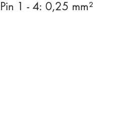 Description: Text 'Pin 1 - 4: 0.25 mm²'<br><br>Note: The translation in this case is very close to the original, with only a minor change from a comma to a decimal point for numerical notation, which is standard in British English.