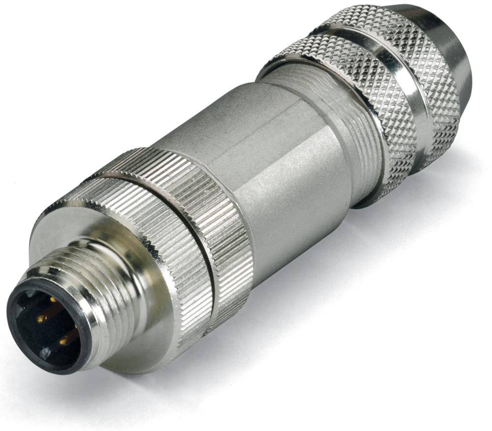 A silver metal plug with multiple contacts, suitable for industrial applications and robust electrical connections.