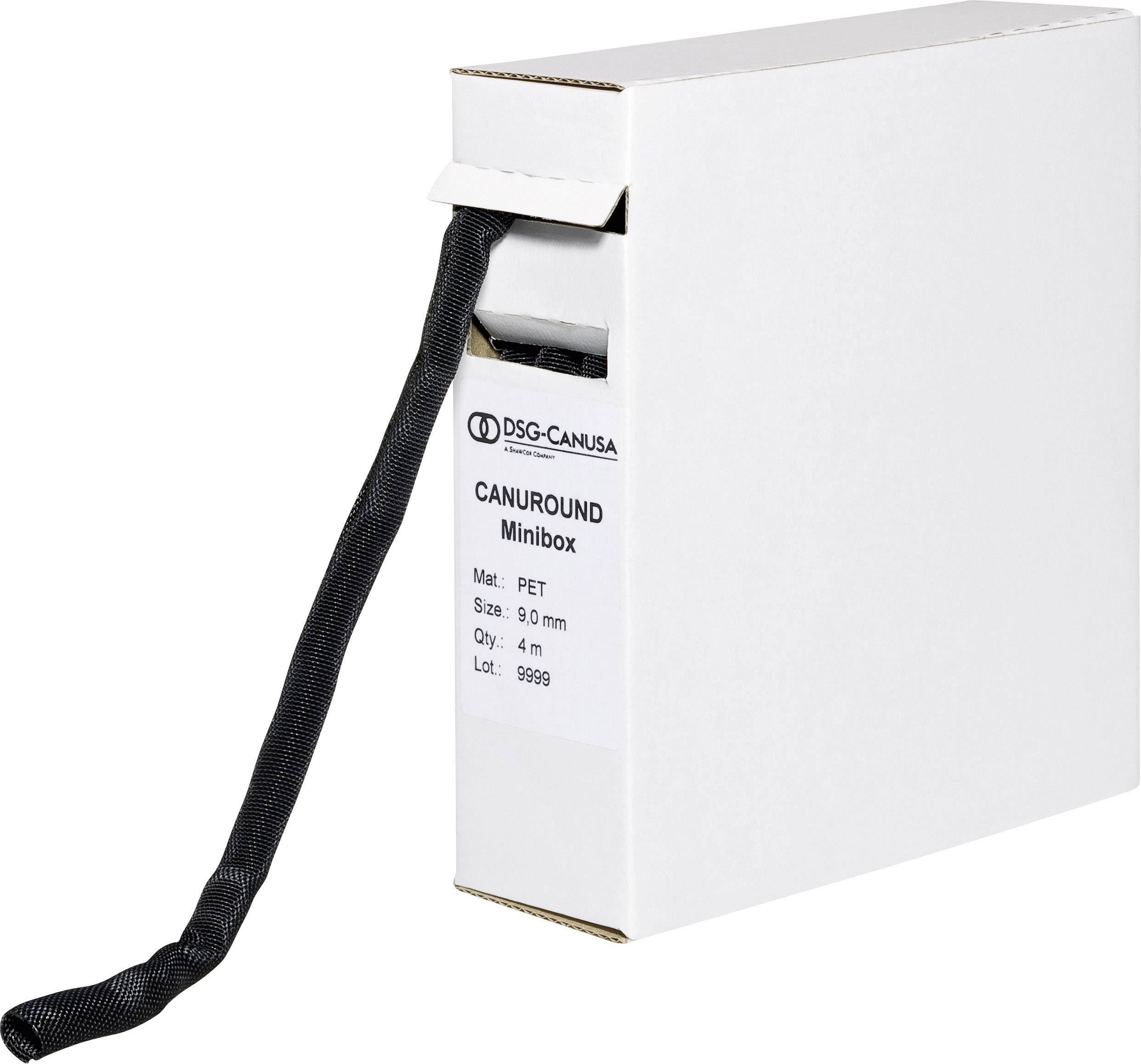 White minibox with black band, labelled 'CANUROUND Minibox'. Contains material specifications and length measurements on the side.