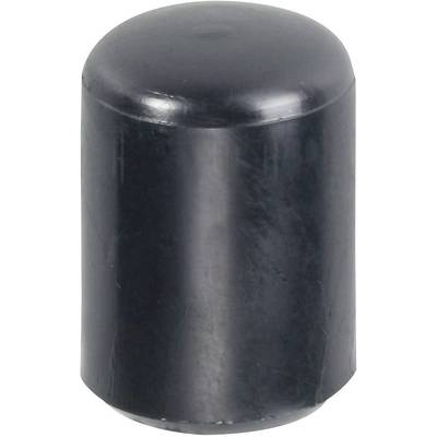 A black, cylindrical plastic lid used as a protective cap to cover pipes or rods.