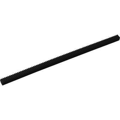 Black rack with fine teeth, typically used for mechanical applications or rack and pinion gearing.