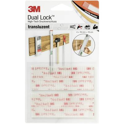 3M DL-HT Hook-and-loop tape stick-on Mushroom hooks (L x W) 100 mm x 19 mm Transparent 4 pc(s)