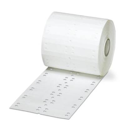 A roll of continuous paper with perforated holes along the edges, typical of old printers.