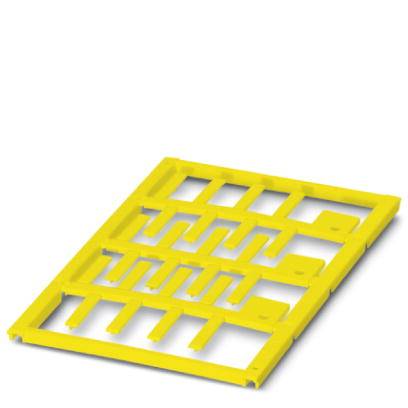 Yellow plastic mesh with rectangular openings, placed on a white background; possibly a protective or draining grid.