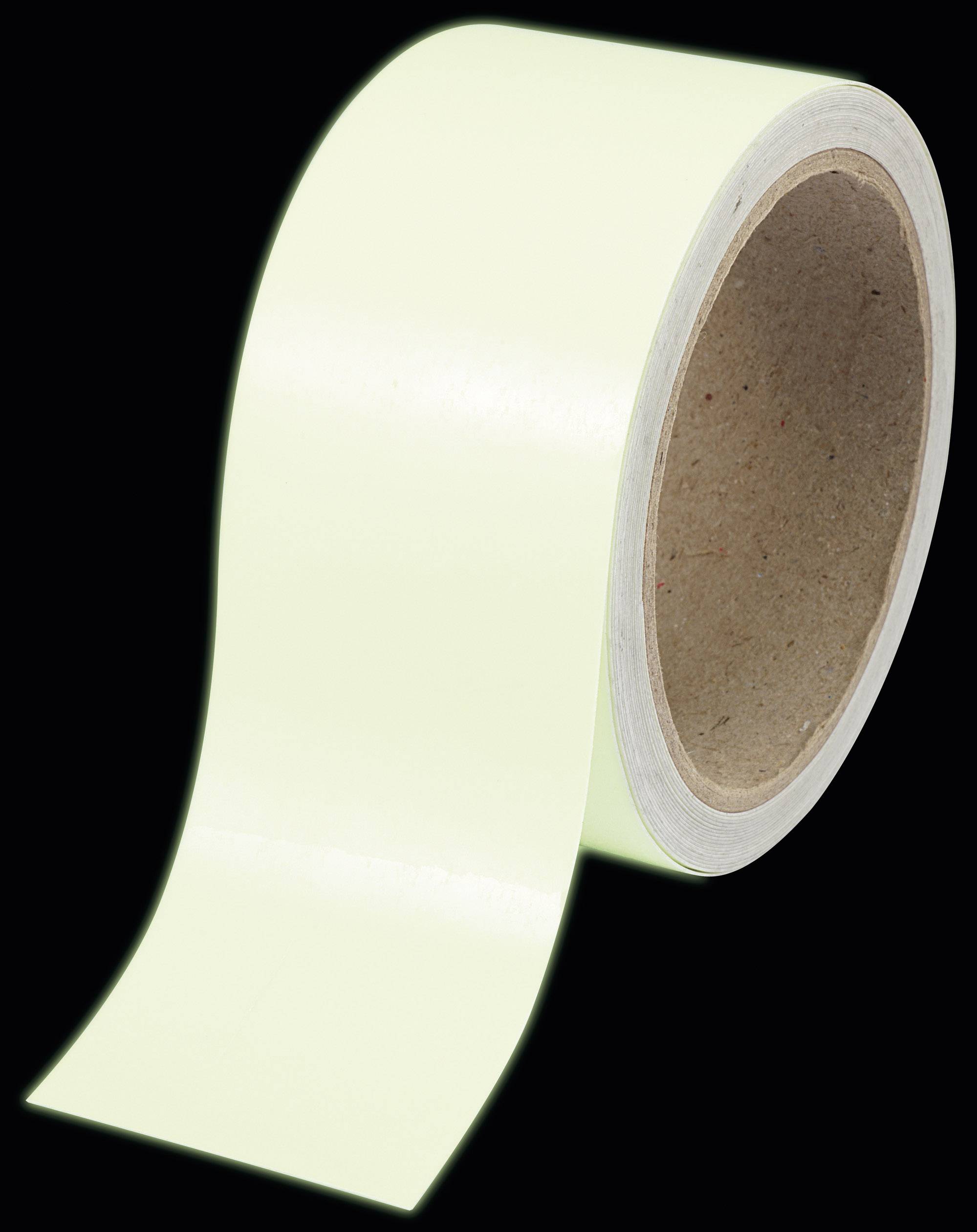 A roll of yellow adhesive tape in close-up on a black background.