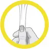'A hand holds a fold of abdominal skin between thumb and index finger to assess skin elasticity'