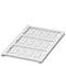 A white, rectangular grid cover with multiple elongated slots, suitable for ventilation or as a protective cover.