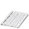 A white plastic pallet lid with slots and reinforcement struts. Suitable for stable transportation and storage.