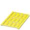 Yellow plastic component with rectangular cut-outs arranged like slots. It appears to be a technical part.
