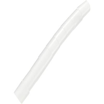 A flexible, white plastic spiral that serves as cable protection or cable routing. Suitable for use in offices or workshops.