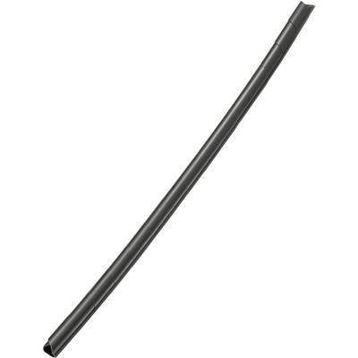 A long, black hose or pipe against a white background.