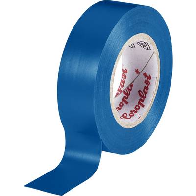Blue roll of adhesive tape with a starting piece unrolling. The cardboard core is labelled 'Coroplast'.