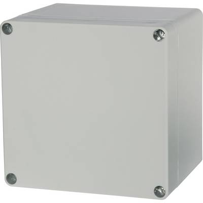 Grey distribution box with four visible screws at the corners, used for electricity distribution.