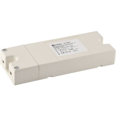 A rectangular, white electronic device with a label displaying technical specifications and certification marks.