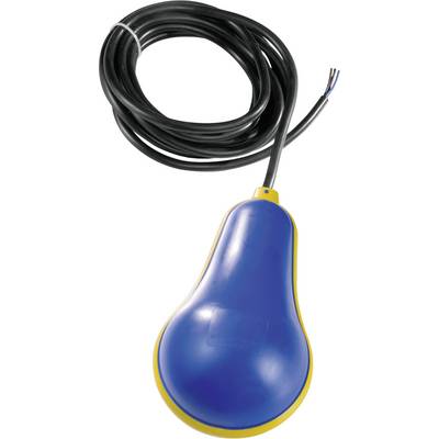 Blue float switch with a long cable, used for water level control in tanks or containers.