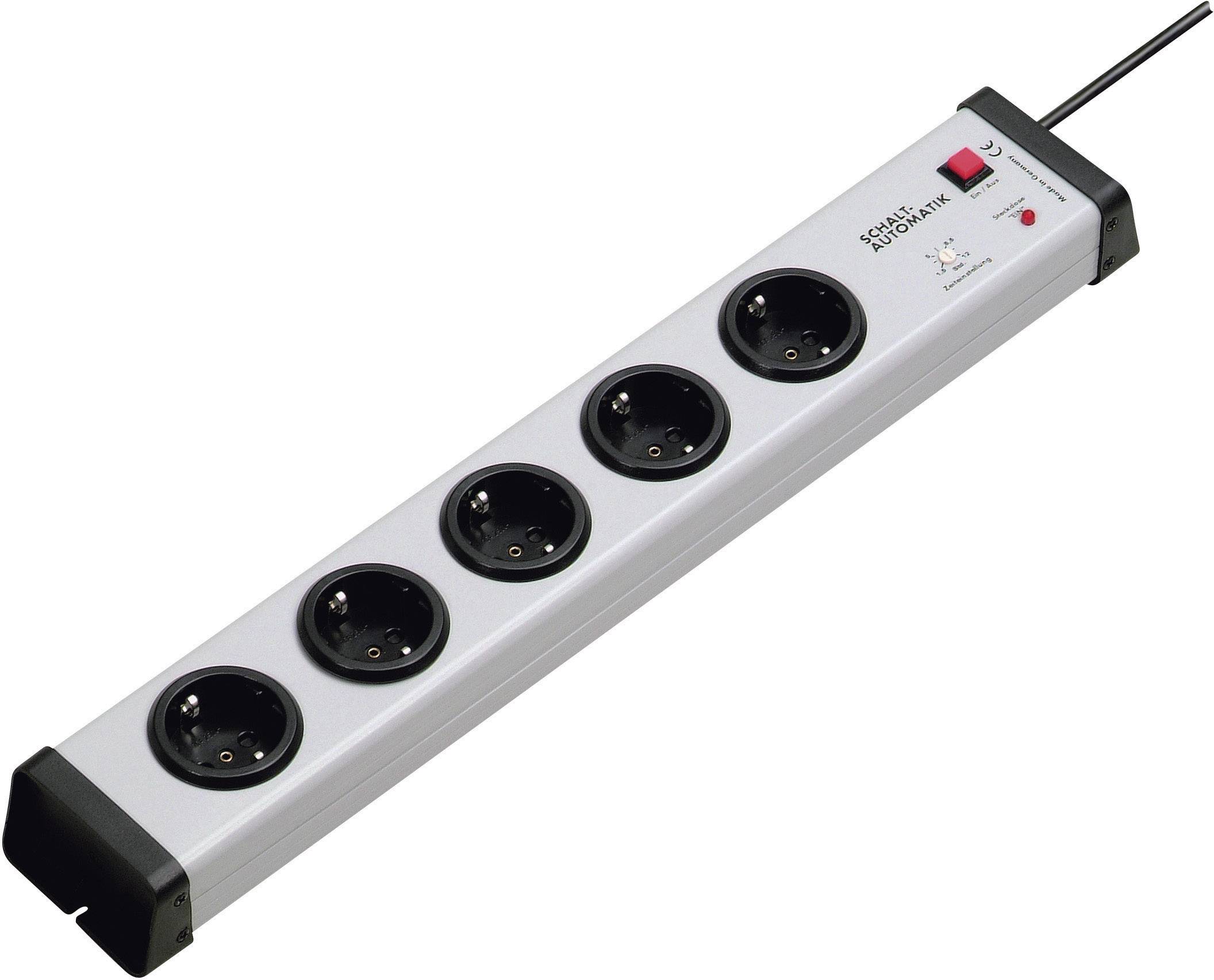 Five-way Extension Socket with Switch, Black and Silver Colour Combination, Suitable for Connecting Multiple Devices Simultaneously.