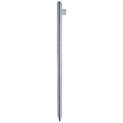 Metal post with a hole for mounting, suitable for fences or signs.