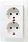 White double socket on a wall, suitable for Schuko plugs, with earth connection in each socket outlet.