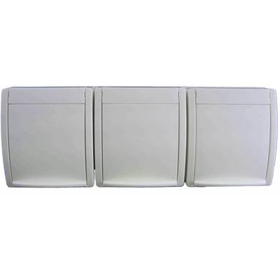 Three identical white light switches side by side.