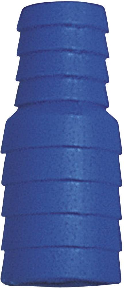 Blue, cylindrical plastic building block with a ribbed texture. Used in construction sets or play sets.