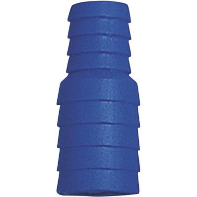 Blue, cylindrical plastic building block with a ribbed texture. Used in construction sets or play sets.