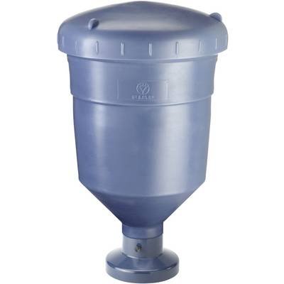 A large, blue plastic container with a wide, circular opening at the top and a narrow base at the bottom, possibly a water reservoir.