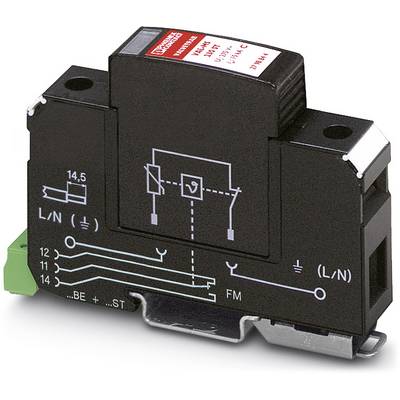 A surge protection device with circuit diagram. Markings show electrical connections and functions for protecting electronic equipment.