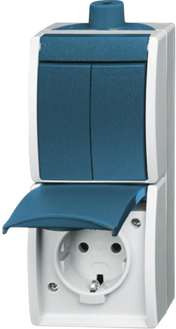 Busch-Jaeger 2601/5/20 EW-53-503 Wet room switch product range Switch/socket combo Ocean (surface-mount) Blue, Green 1 pc(s)