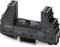 'Phoenix Contact' DIN rail module: black, rectangular housing with side connection terminals and technical specifications printed on the surface.