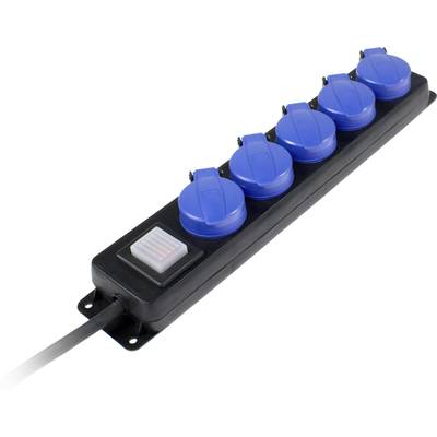 AS Schwabe 38605 Power strip (+ switch) 5x Black, Blue PG connector 1 pc(s)