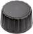 Black plastic knob with a ridged edge, often used for volume control or operation of electronic devices.