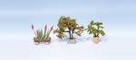 H0 3er set of ornamental plants in flower pots, shrubs