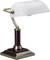 White banker's lamps with brass frame and dark wooden base. Ideal for offices or reading corners.