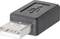 A USB security adapter, small and black, with the USB symbol on it, serves to protect against data loss from USB devices.