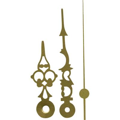 Golden Clock Hands in Antique Design: Hour, Minute, and Second Hands with Ornate Details.