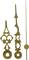 Golden Clock Hands in Antique Design: Hour, Minute, and Second Hands with Ornate Details.