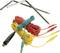 Metal rods, colourful cables and plugs. Accessories for electrical engineering or measuring equipment.