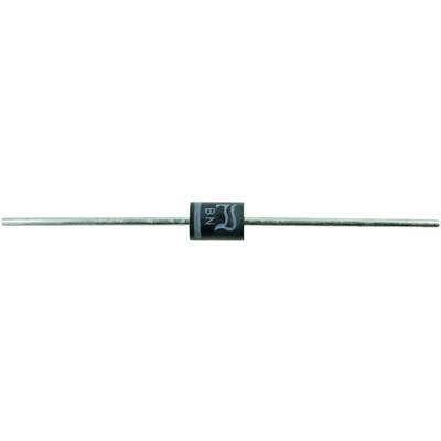 Cylindrical electrical diode with a black casing and silver terminals, suitable for direct current applications.