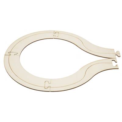 Oval wooden frame with interlocking connections, comprising five segments. Suitable for creative building and assembly.