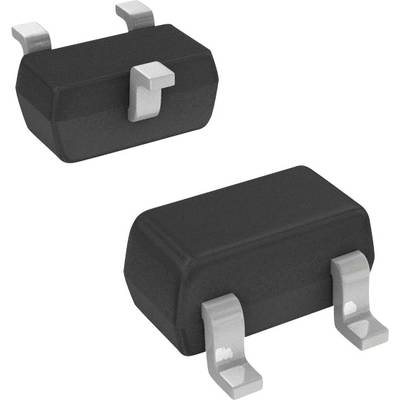Two electronic components in black casings with metallic connectors, likely SMD diodes or transistors.