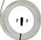 A white coaxial cable, coiled up, lies next to three connectors.