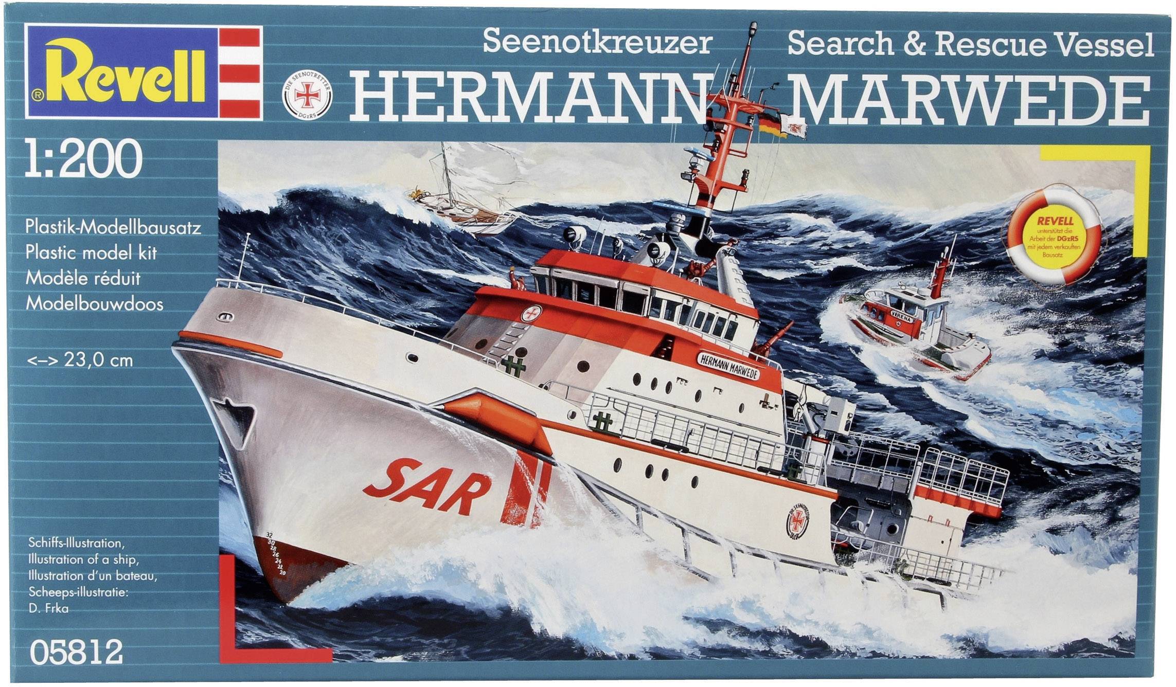 Rescue Ship DGzRS Hermann Marwede 1/200 scale skill 3 Revell model kit#5812 