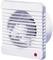 White, square fan with ventilation slots and red power indicator light. Wall-mounted. Suitable for ventilating small rooms.