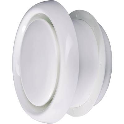 A round, white plastic ventilation outlet for wall or ceiling mounting in residential or work spaces.