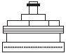 A schematic diagram of a multi-tiered water fountain with rectangular platforms that become smaller towards the top.