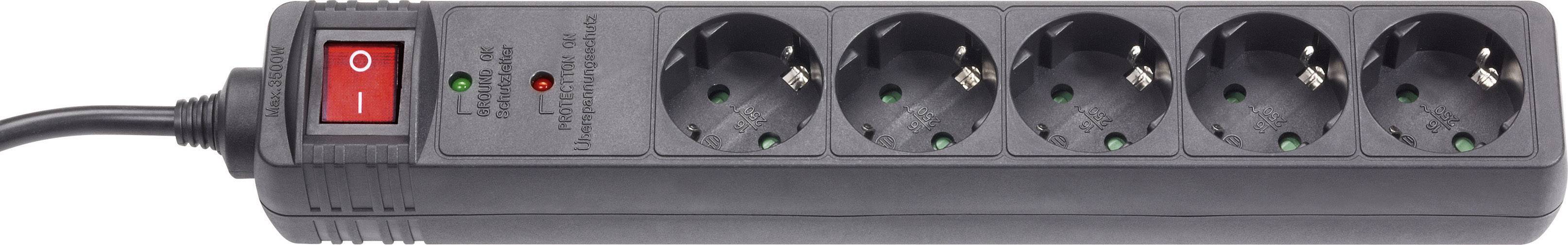 Image of Gembird SPG5-C5 Surge protection power strip 5x Black PG connector 1 pc(s)