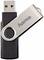 A black USB stick with a silver rotating cover bearing the 'hama' logo.