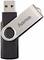 A black USB stick with a pivoting silver metal cover and 'hama' logo.