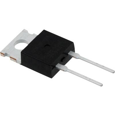 Black rectifier with two metallic connections and a silver, rectangular housing with a mounting hole, on a white background.